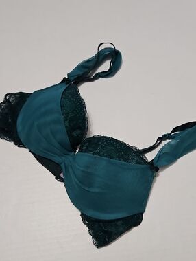 Adore Me Women's Teal Lace & Satin Push Up Bra - Teal Size 34C